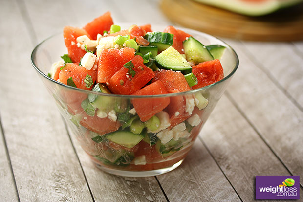 Watermelon Cucumber Summer Salad 