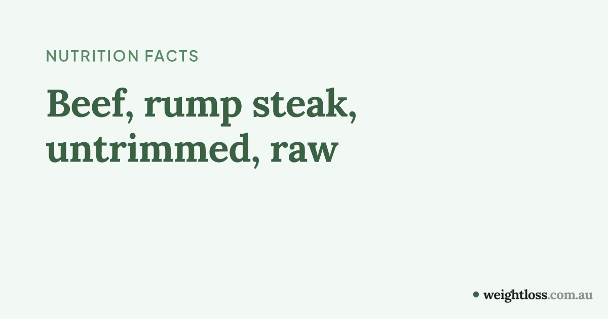Beef, rump steak, untrimmed, raw: Calories, Protein, Carbs & Fat per 100g