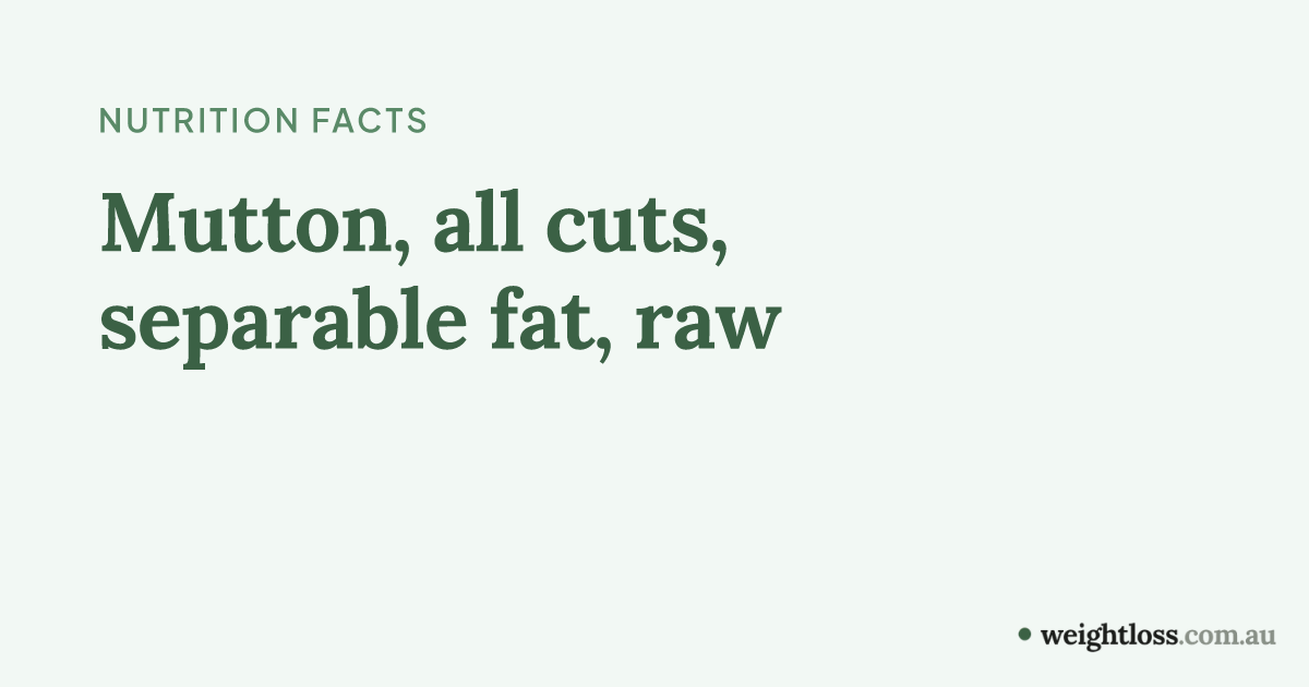 Mutton, all cuts, separable fat, raw: Calories, Protein, Carbs & Fat ...