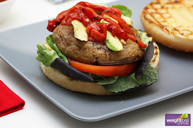 Grilled Mushroom & Tomato Burger
