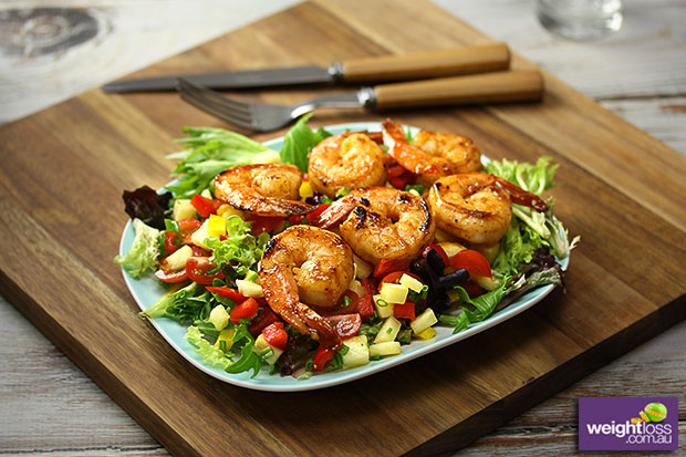 Prawns with Pineapple & Capsicum Salsa