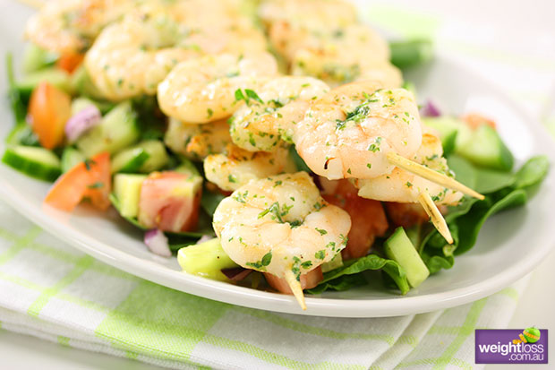 Prawn Skewers Cucumber Salsa