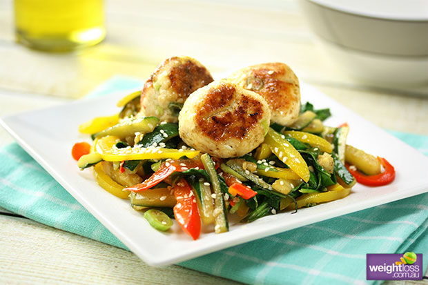 Thai Chicken Meatballs with Vegetables